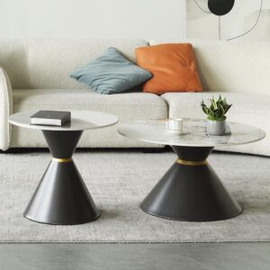 SET MESAS DE CENTRO TOP SINTERIZADO BASE GRIS 2356
