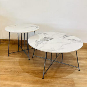 SET DE MESAS CON TOP BLANCO VETEADO