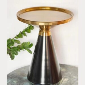 MESA AUXILIAR TOP DORADO NIQUELAO CON BASE NEGRA 2881