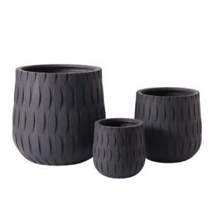 MACETA GRIS TEXTURIZADA