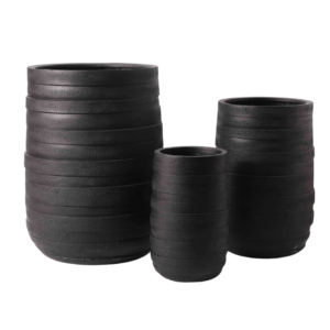 MACETA NEGRA TEXTURIZADA