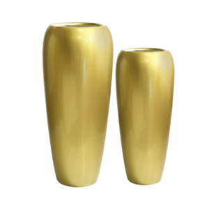 MACETA SEMI CÓNICA DORADA