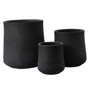 MACETA NEGRA TEXTURIZADA