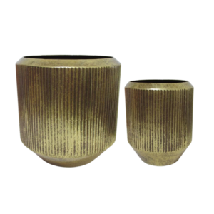 MACETA ACANALADA DORADA
