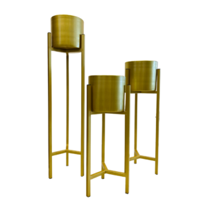 MACETA DORADA DE PEDESTAL