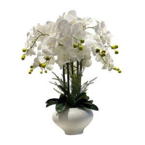 ORQUÍDEAS BLANCAS 78CM BASE BLANCA