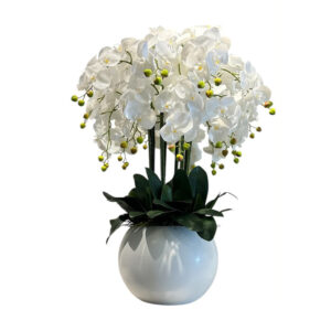ORQUÍDEAS BLANCAS 86CM BASE BLANCA